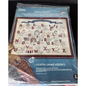 NOS Vintage 1975 Paragon Needlecraft America Forever Crewel Stitchery Kit 18x24